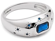 SINGULARU Anillo Mujer Charlotte Azul | Latón con baño de rodio aporta elegancia con una pieza central azul y circonitas. Tallas de la 10 a la 18.