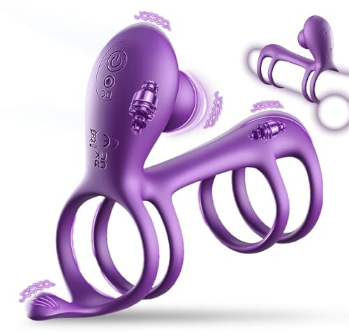 Sexspielzeug Für Die Paare, Penisring Vibrator Mit 10 Modi, Doppelring Für Verzögerung Und Massage, Paarvibrator Mit Perineum Und Klitoris, Kabellos DC-Ladung, Wasserdicht, Sex Spielzeug