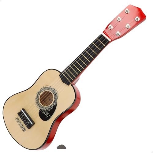 ColorBaby Bontempi Guitare Classique en Bois 55 cm avec Sangle, 6 Cordes fonctionnelles, Design Traditionnel, Corps Brillant, légère et maniable, pour se Lancer dans la Musique à partir de 5 Ans