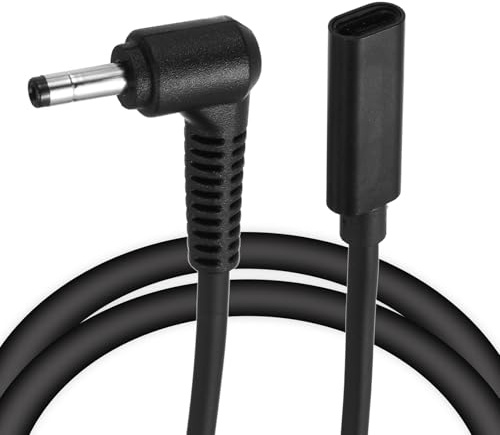 sourcing map 0.5FT USB C to DC PD Power Fast Charging Cable, 4mmx1.7mm 65W/18V-20V DC Power Cable, Type C Input 3.25A Adapter Jack Converter for Router, Camera, TV Box, Desk Lamp(Black)