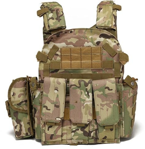 Airsoft-Weste, multifunktionaler Molle-Plattenträger, verstellbare, atmungsaktive Paintball-Weste für Outdoor-, Feld- und Sicherheitsdiensttraining, Camouflage-Plattenträger, Paintball-, Pla