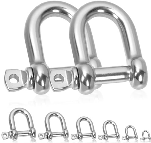 Glarks 2pcs M12 Stainless Steel D Shape Shackle, D-Shape Anchor Shackle, Heavy Duty D Shape Shackle for Ships, households, Cargo handling, and Land Transportation