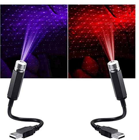 CCGHTR Lamp Projector Mini Light Led Star Car Projector Projection Lamp Lights and Disco Effect DJ Night Lamp Stage Christmas Decoration(2 pcs Purple)
