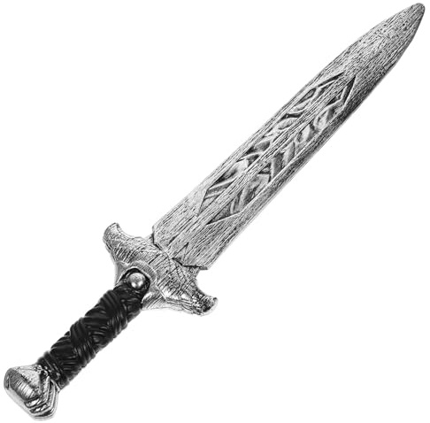 Yardwe Espada de Utilería Ancha Plateada para Cosplay y Fiestas Réplica Ligera y Resistente para Disfraces de Guerrero Romano
