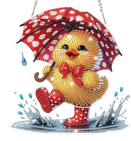 Lxmsja Ente Diamond Painting Anhänger, 5D Ostern Diamond Painting Fensterbilder für Erwachsene, Bastelset Kreativ Set Hängend Ornament Geschenke Tür Fenster Wand Eingang Decor