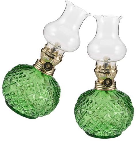 Angoily 2stücke Vintage-Glas-öllampen für Innen und Außen Petroleumlampe im Retro-Stil Klarglas-öllaterne für Tisch Garten und Kammer Handwerklich Verarbeitet Einfache Bedienung
