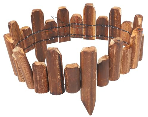 MOBUTOFU Recinzione da Giardino in Legno Antiruggine 120 Cm, Bordatura per Prato e Aiuole, Recinzione Decorativa Portatile per Cortile e Orto, Bordura per Paesaggistica Esterna