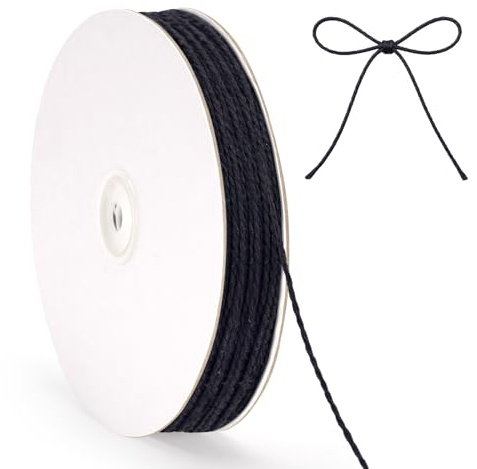 G2PLUS 100m Spago Nero: Corda in Cotone 2mm | Spago Naturale su Bobina in Cartone, Filo per Macramè, Cucina, Arrosti, Fai da Te, Confezioni Regalo e Decorazioni Creative
