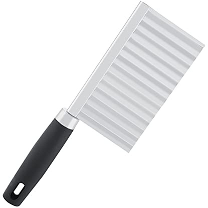 Eleage Affettatrice per Patate Ondulata in Acciaio Inossidabile con Design Unico della Lama per Tagliare Facilmente le Verdure in 19 * 6 * 1 Cm
