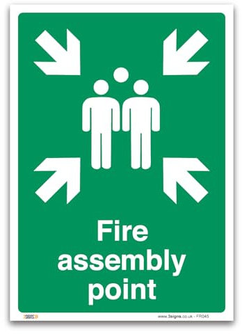 Schild mit Aufschrift Fire Assembly Point, A4, 1 mm, starrer Kunststoff