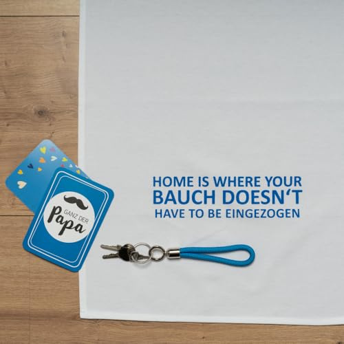 17;30 made in Hamburg Geschirrtuch Weiss mit Spruch Home is Where Your Bauch Doesn't Have to BE EINGEZOGEN 50x70 cm 1 Stück