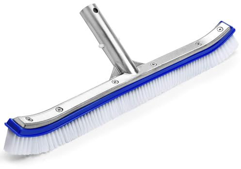 VABNEER Poolbürste Poolreinigung Reinigungsbürste 18 Zoll mit Aluminiumgriff und verstärkter Aluminium Rückseite für Poolwand und Poolboden (Blau)