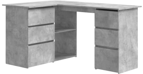 vidaXL Hoekbureau 145x100x76 cm bewerkt hout betongrijs