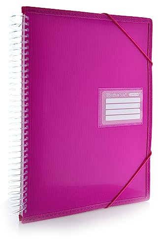 Hüllenmappe mit Spiralbindung und festem Deckel mit verstärkten Seiten und Gummizug mit Colorline by Office Box (A4 - 20 Hüllen, Fuchsia)