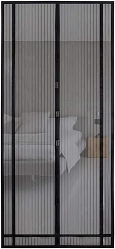 Sekey Fliegengitter Balkontür zuschneidbar – Magnet & selbstklebend, ohne Bohren | Insektenschutzvorhang für Balkon-, Terrassen- und Zimmertüren, 110x220 cm, Schwarz