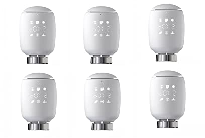 6 Stück Zigbee Smart Heizkörperthermostat Elektronisch - Smart Programmierbares WLAN Erweiterbares Heizkörperthermostatventil - Thermostat heizung Digital - Kompatibel für Google-Home und AIexa