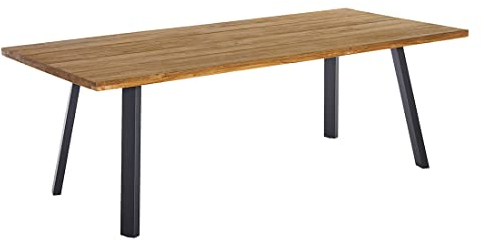 OUTLIV. Gartentisch Orleans, recyceltes Teakholz und Edelstahl, rechteckig, für bis zu 8 Personen geeignet, vormontiert, 220x100 cm, Anthrazit/Natur