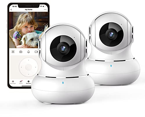 litokam Little elf Überwachungskamera, 2K Babyphone, WLAN IP Kamera mit Bewegungserkennung, Nachtsicht, 2-Wege Audio, Hunde Kamera unterstützt App Kontrolle und Fernalarm-2 stück