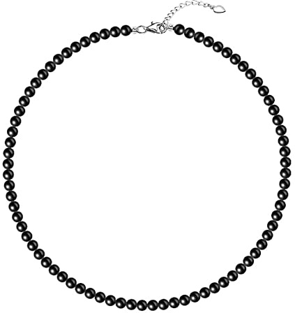 Aleasha perlenkette herren weiße Schwarz 6mm 8mm Glasperlen kette 50cm halskette silber damen Schmuck Hochzeits Geschenk