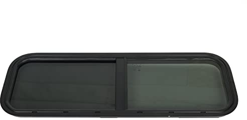 Aramox 900x300mm Angle Rond Coulissant RV Fenêtre Noir Verre Trempé Abat-Jour Fenêtre RV Porte Fenêtre Abat-Jour Couverture pour Camping-Car Remorque