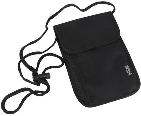 Hojalis Portadocumenti da Collo,Porta Passaporto da Viaggio,Borsello da Viaggio con Custodie Protettive RFID per Uomo e Donna per Contante, Carte di Credito, Passaporti, Cellulari (Nero)