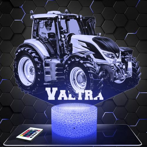 Lampephoto.fr - Lampe Valtr Traktor 3D Nachtlicht Landwirt | Made in France, Sockel wählbar, dimmbar, Batterie/USB, HD-Lasergravur, Geschenk für Landwirte