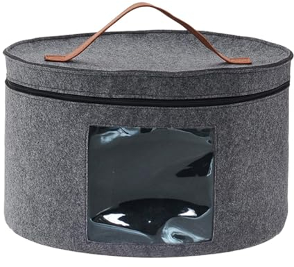 perfk Hutschachtel, Hutaufbewahrungsbox, Aufbewahrungsbehälter für Damen und Herren, Reisehutschachteln, Kappenboxen, zusammenklappbarer, Grau 33x26cm