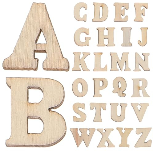 Tofficu 200 Stück Mini-Alphabet-Buchstaben aus Holz, Unlackierte Holzscheiben, 0.6 A-Z-Holzstücke, DIY-Buchstaben-Rechtschreib-Set aus Holz für Handwerk, Kunst, Heimwerker, Heimdekoration