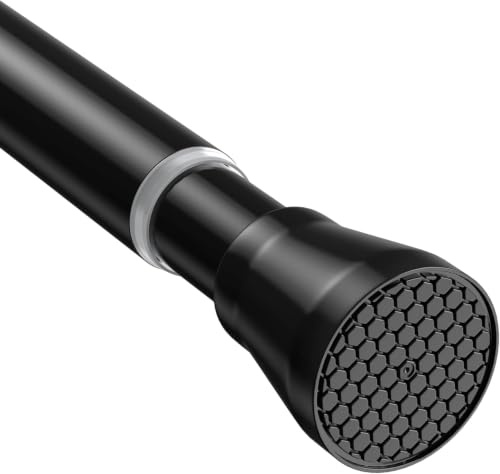 Shower Curtain Rail Extendable Curtain Poles 75-160cm Black Tension Rods for Curtains Extendable Shower Curtain Rod Telescopic Curtain Pole Spring Rod No Drill for Windows,Bathroom,Closet