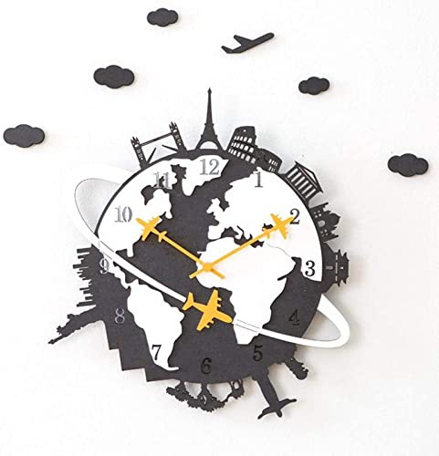 BTZHY Orologio da Parete,Orologio Silenzioso Artistico Orologio da Parete 3D per Interni Muto, Orologio da Parete terrestre, Adesivi murali Senza Cornice Decalcomania per la Camera dei Bambini Dec