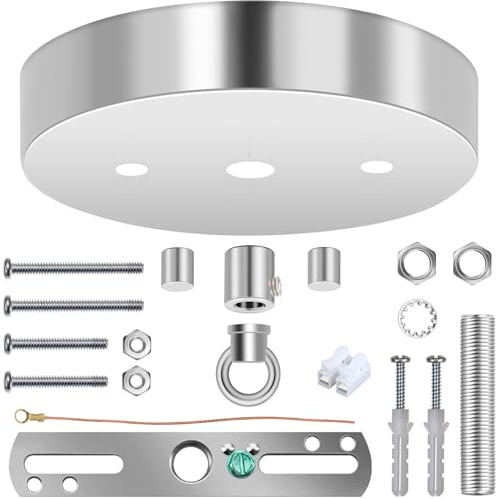 MAYOMAJO 5-1/8 Inches Light Canopy Kit with Heavy Duty Replacement Ceiling Cover Plate & Mounting Hardware for Lighting Fixtures Chandelier Pendant Lamp or DIY Project (Chrome)
