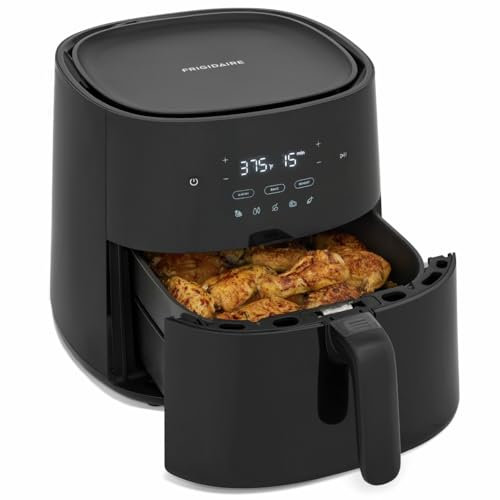 Frigidaire 3-in-1 Air Fryer, Large 5.3 QT Capacity, Digital Display, 3 Cooking Modes, 5 Recipe Presets, Automatic Shake Reminder, PFAS-Free Cooking Surfaces, Black