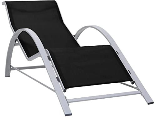 CKioict Ergonomische Relaxsessel Relaxliege Liegestuhl Liegestuhl Balkon Sonnenliege Textilene und Aluminium SchwarzFür Terrassen, Balkone, am Pool