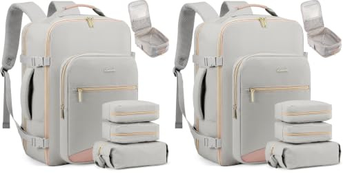 LOVEVOOK Handgepäck Rucksack Flugzeug, 40x30x20cm Cabin Reiserucksack Damen | Kofferrucksack, Wasserdicht Reisetasche Unter Sitz Tasche, Travel Backpack für Reise Business Wandern Weekend Grau