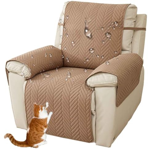 HLTQL Sesselschoner Für Relaxsessel Wasserdicht rutschfest 50cm 200cm, Sesselschoner mit Armlehne, Sessel Überzug Sesselüberwurf Sesselüberwürfe Relaxsessel mit Verstellbaren Riemen(F)