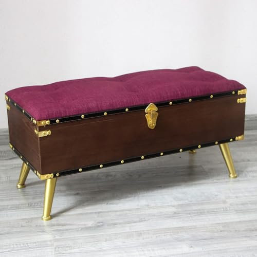 Rustikale Ottoman-Sitzbank mit Stauraum, hochwertige gepolsterte Ottoman-Sitzbank im Landhausstil mit Leinenbezug und Stauraum, Aufbewahrungsbox für Fußstütze im Wohnzimmerflur, Li