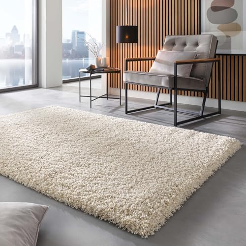 Taracarpet Shaggy Hochflor Langflor Teppich Twilight Luxus Qualität aus Belgien geeignet fürs Wohnzimmer Schlafzimmer und Kinderzimmer 6926 Weiss 200x200 cm