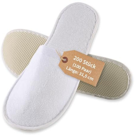 FRANZ MENSCH 100 Stück, Hotelslipper, 28,5cm, weiß, Polyester, geschlossen