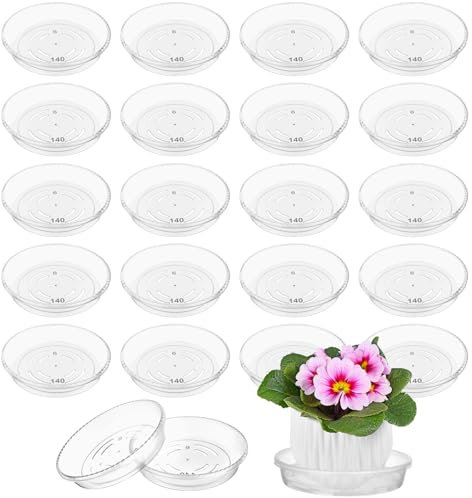 Vergissmeinnicht 20Pcs Plant Pot Saucers Clear Plant Trays for Pots Plant Flower Pot Trays for Indoor & Outdoor Garden Flower Plants - 13CM
