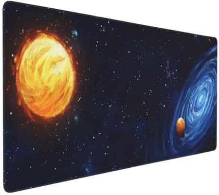 Sternenhimmel Gold Mauspad XXL, Mousepad 700x300x3mm rutschfeste Schreibtischunterlage, Präzises und langlebiges Large Mouse pad, Improved Precision rutschfeste Gummibasis, für Mauspad Office k-284