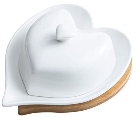 ABOOFAN Plato De Cerámica Corazón Mantequillera Tapa Plana Para Servir Mantequilla