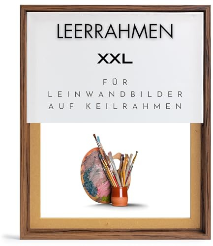 NB Akzent Schattenfugenrahmen XXL 80x130 cm - Nussbaum – Leerrahmen mit Tiefeneffekt aus MDF Holz in zerlegter Form – für Leinwandbilder auf Keilrahmen