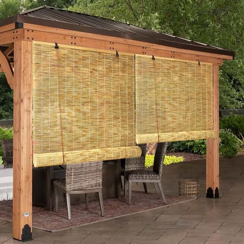 Bambusrollo Außen Wetterfest Sonnenschutz Rollo 80 90 100 120 130 140 150 160 180cm Breit Retro Schilf Vorhang Mit Lift Bambus Sichtschutz Rollo Balkon Bambus Rollo Jalousine Für Terrasse Garten