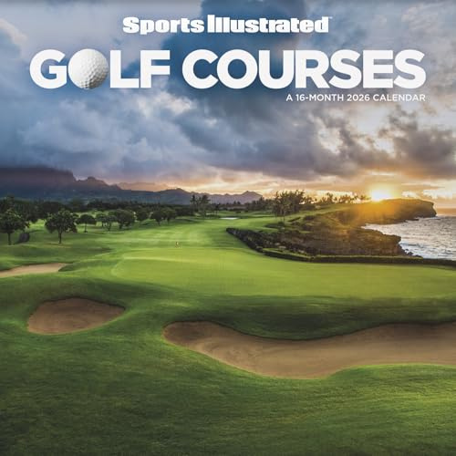 Calendario de pared de campos de golf ilustrados deportivos 2026