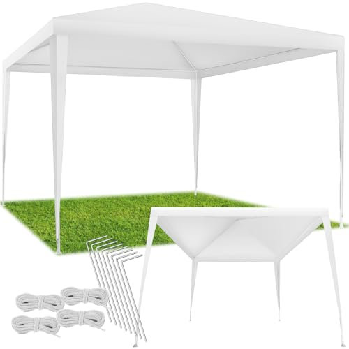 tectake® Carpa Jardin con Sistema de Montaje rápido, Resistente al Agua con protección a la Intemperie, Ideal como cenadores para Jardin, Carpas para Exteriores, toldo Camping, jardín - 3x3m Blanco
