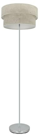 PRENDELUZ Doppelter Wohnzimmerfuß, E27-Fassung, Chrom-Finish und grauer Zement, Maße: 162 x 40 x 40 cm, ideal für moderne Beleuchtung und Dekoration.