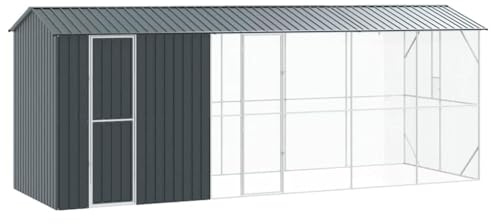 vidaXL Vogelkäfig Anthrazit 645 x 208 x 247 cm Verzinkter Stahl, Garten und Terrasse, Moderne Vogelvoliere, wetterfestes Zuhause, geräumiger Raum für Tiere