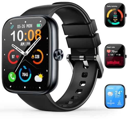 MFVLP Smart Watch for Men Women(Answer/Make Calls), 1.83 HD Fitness Watch, with Heart Rate/Sleep Monitor, 110+ Sports Modes Fitness Tracker with Step Counter, IP68 Waterproof, for Android iOS, Black