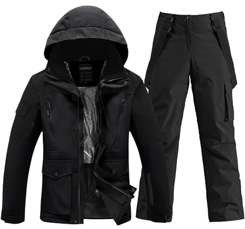 HOTIAN Herren Ski Jacke und Hosen Set Herren Schneeanzug Winter Warme schneeanzug Wasserdicht Winddicht skibekleidung Snowboard Set