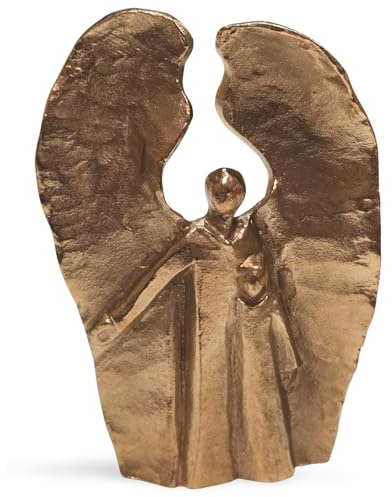 Herzmensch Schutzengel Figur Engel Gold aus massiver Bronze 9 x 3 x 13,5 cm Geschenk Weihnachten Geburtstag Geburt